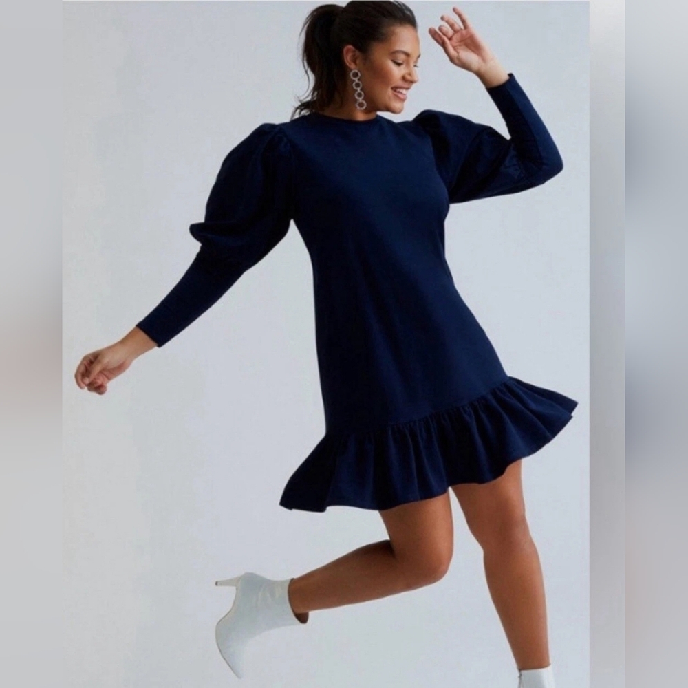 ELOQUII Flounce‎ Hem Sweatshirt Dress Navy Size 22